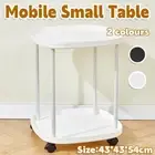 Mobile Side Table 2 Tier Coffee Table with Storage Shelf for Living Room Bedroom