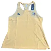 Adidas Razorback Running Tank Singlet Boston Marathon 2024 M Yellow IS9499
