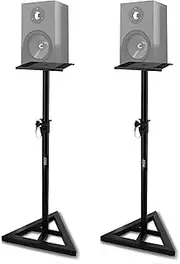 Pyle Sonos Speaker Stand Pair of Sound - Play 1 and 3 Holder, Telescoping Height Adjustable from 26” - 52” Inch, High Heavy Duty Three-point Triangle Base w/Floor Spikes and 9” Square Platform