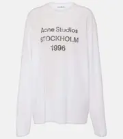 [Acne Studios] Acne Studios Logo oversized cotton-blend T-shirt UK 14 white