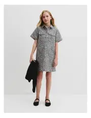 [Country Road] Teen Leopard Denim Mini Dress in Leopard Print