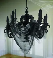 Halloween Haunted Mansion Cardboard Candelabra & Gauze Decoration