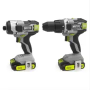 20V Compact 1/2 Inch Drill and Impact Driver 2 Tool Cordless Combo Kit with B...