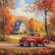 Benjenes Autumn Farm Diamond Art Kits, DIY Full Drill Rustic Diamond Painting Truck Full Drill Dot Gem Art Kits for Adults,Home Wall Decor 12 * 12