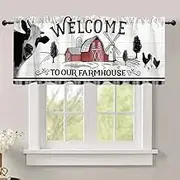 DOTOOMA 54x18 Inches Farmhouse Cow Window Treatment Valance Country Cute Rustic Kitchen Blackout Drapes Bathroom Bedroom Living Room Polyester Fabric Curtains Decorations Supplies