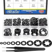 Glarks 351pcs 65Mn-Steel Internal Tooth Star Lock Washers Assortment Kit M2 M2.5 M3 M4 M5 M6 M8 M10 M12Quick Speed Locking Washers Push on Locking Washers