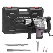 1400W Demolition Electric Jack Hammer With Point & Flat Chisel Bits Set 3000 BPM