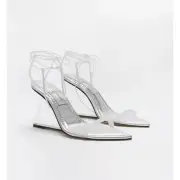 Good American Cinder-F*cking-Rella Wedge in Silver Size 8.5