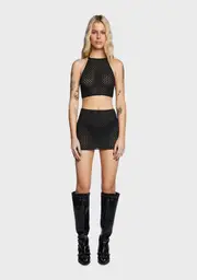 Cute Revolt Skirt Set - Black