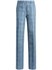 [Etro] Etro-Pantaloni In Misto Lino Motivo Check Fiammato-Donna 44 IT