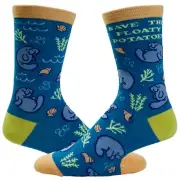 Women's Save The Floaty Potatoes Socks Funny Manatee Ocean Novelty Graphic