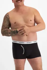 [Bonds] Bonds Men's Cotton Guyfront Trunk in Black/White Size: Large L Black/White