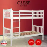 Priceworth Glebe Bunk Bed Modern Solid Pine LVL Slats White and Oak Color