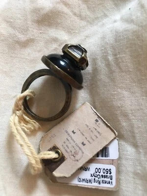 All Saints Venezia Ring Medium/ Large Brass, Onyx Retails $127 Bohemian Chic