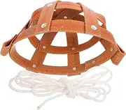 COLLBATH 1 Set Breathable Leather Horse Mouth Covering Cattle Muzzle Grazing Mask for Biting Easy to Securely for Horses and Cattle with Strap