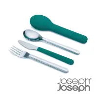 在飛比找Yahoo奇摩購物中心優惠-Joseph Joseph 翻轉不鏽鋼餐具組(藍綠色)