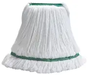 Mop Head, Microfiber, Large, Looped End, White with Green Bands (12 Each)