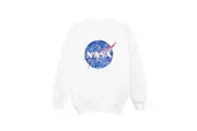 NASA Girls Distressed Logo Cotton Sweatshirt (White) - UTBI942