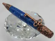 HIGH QUALITY HANDMADE SKELETON KEY BLUE PEARL ACRYLIC TWIST BALL POINT PEN