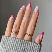 Candyvina - Floral Faux Nail Tips W113 - Pink - One Size