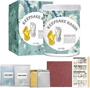 Baby Keepsake Hand & Foot Casting Kit DIY Plaster Statue Molding Kit 3D Hand Print Mold Powder Casting Kit Practical Hand Holding Sculpture Kit Crafts Souvenir for Family Adult Child