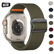 For Apple Watch 10 9 8 7 6 5 4 3 SE 42/44/41/45/46/49mm Elastic Nylon Band Strap