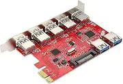 Expansion Card Adapter,PCI-E to 5 Port USB 3.0&2 Port USB 3.0 Built-in RJ45 1Gbps VIA Expansion Board Card Adapter Support for XP/Vista/7/8/10 System