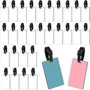 [Esforzarse] 30 Pcs Blank Sublimation Luggage Tags, Blank Luggage Tags White Blank Travel Bag Luggage Tags, Double Sided Suitcase Labels with Strap for Easy Identification, Sports Bags Label Tag Holder Gift Craft