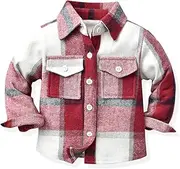 [Suhorseful] Kids Little Boys Girls Flannel Shirt Long Sleeve Button Lapel Down Plaid T Shirt Family Matching Tops with Pocket