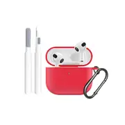 AirPods 3rd Generation Case Cover Protective Case for Apple AirPods 3 with Cleaner Pen and Keychain-Red