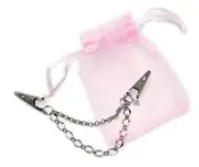 Silver Double Chain Sweater Guard Cardigan Collar Clip in Organza Bag - Hey Viv
