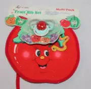 NEW LUV N' CARE VINTAGE FRUIT BIB SET APPLE WITH PACIFIER