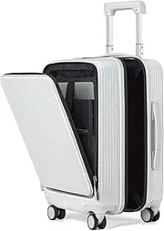 [Hanke] Carry On Luggage with Wheels, 20 Inch Hard Shell Suitcases TSA Approved Travel Luggage Carry-On Hard Case Luggage,Smoke White
