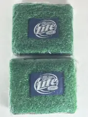 Vintage Set of 2 Miller Lite Beer Coozie Insulated Astroturf Beverage Holders...
