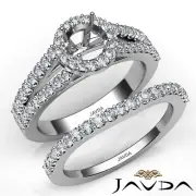 U Prong Round Semi Mount Diamond Engagement Split Shank Ring Bridal Set 1.25Ctw