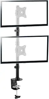 Premium Stacked Dual Monitor Arm Vesa Mount - Adjustable Gas Spring Vesa Monitor Stand - Vertical Dual Monitor Mount Desk with C-clamp Mounting Base Support up to 13-32 inches and 8kg Screen