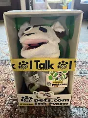 Vintage 1998 PETS.COM SOCK PUPPET Interview Dog With Microphone (NRFP w/ tags)