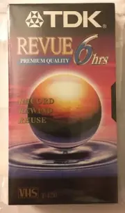 Vintage VHS VCR TDK Blank VHS Tape T-120 6hrs. Revue Premium Quality VCR Tape