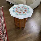 18" Traditional White Marble Coffee Table Pietra Dura Art Bed Side End Table Dec