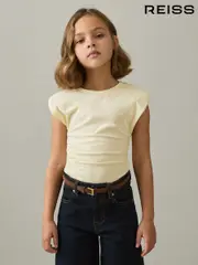 Reiss Lemon Sadie 4-9 yrs Cotton Jersey Cap Sleeve Ruched Top (AY7540) | $45