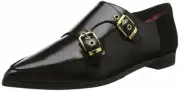 Ted Baker London 'Naoi' Double Monk Strap Shoe Black Leather Womens Size 38.5