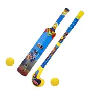 Cricket Bat Ball Set and Hockey Stick Set for Kids (2 Balls)