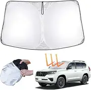 KASUART Car Front Windshield Sunshade for Toy-OTA Land Cruiser Prado LC150 2018-2023 Blocks UV Rays Front Window Foldable Sunshade Protection Keep Your Cooler with Storage Bag (Prado LC150)