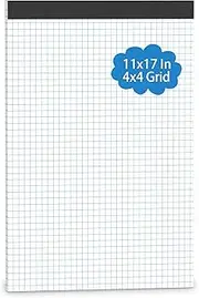 Large Graph Paper Pad 11 x 17, Grid Paper, 4x4 Graph Ruled, Blueprint Quadrille Pad, 30 Sheets Engineering Paper, Drafting Paper, Graft Paper for Architect Engineer Designer Mathematician Draftsman