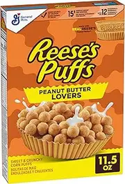REESE’S PUFFS Peanut Butter Lovers Breakfast Cereal, Made with Whole Grain and Real REESE’S Peanut Butter, 11.5 oz