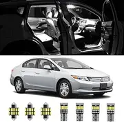 AWALITED 7pcs White Interior LED Lights Kit for 2006-2015 Honda Civic Sedan Coupe Hatchback Super Bright LED Map Dome Cargo Replacement Light Bulbs