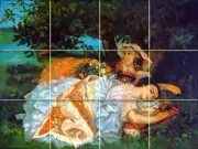 Art Courbet Girls Mural Ceramic Backsplash Bath Tile #1280