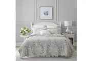 Laura Ashley Rowland Printed Coverlet Set -Dove Grey