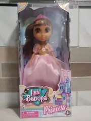 Little Bebops Princess Doll - 10" Doll, Brown Eyes and Hair, Pink /Yellow Dress