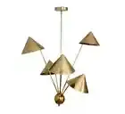 5 Light Art Deco Raw Brass chandelier light Fixture Gorgeous Artistic Lamp